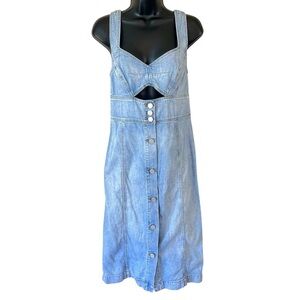 REBECCA TAYLOR LA VIE DRAPEY DENIM CUT-OUT DRESS